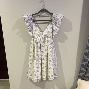 Jessica Simpson Blue Floral Ruffle Dress